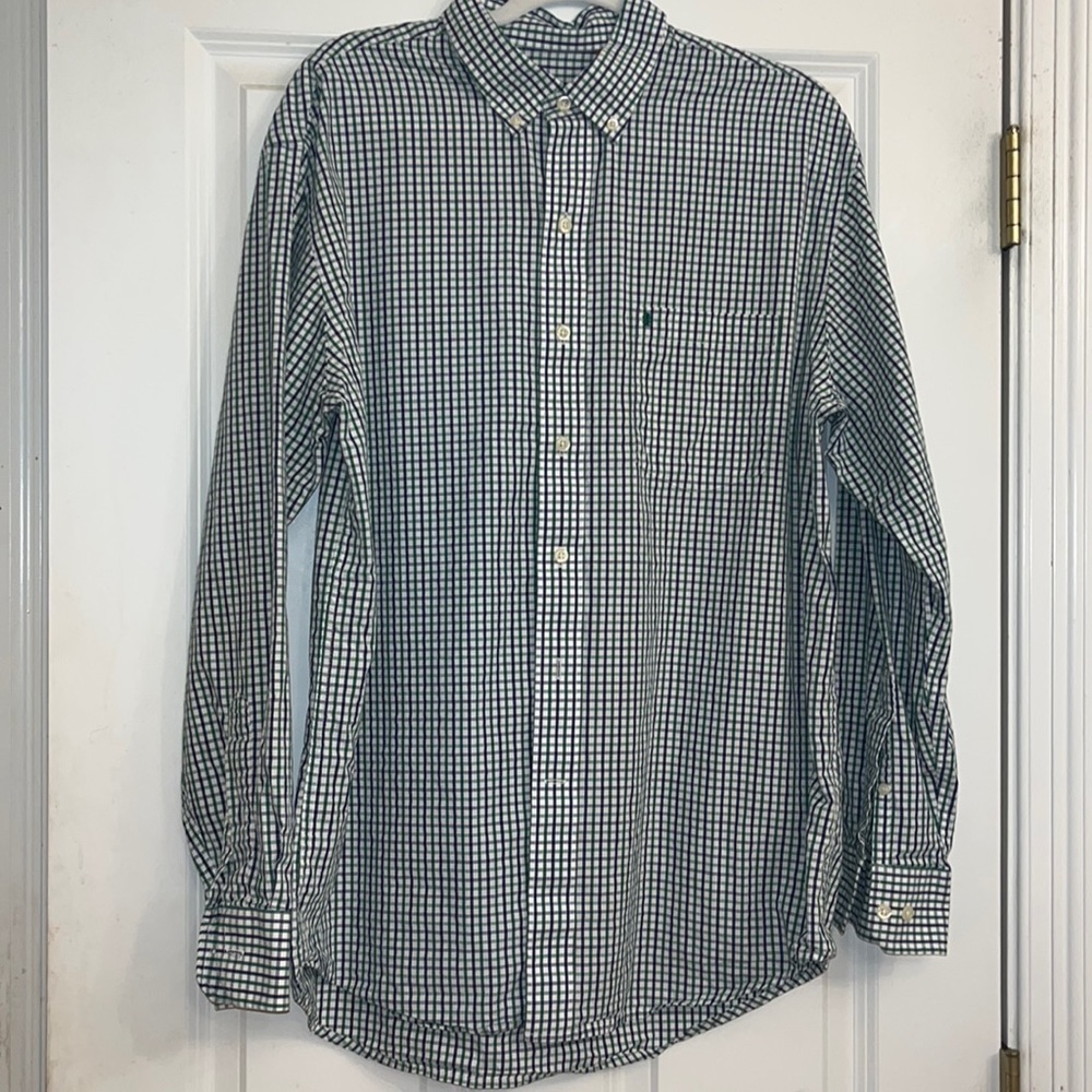 Izod preppy spring‎ Menswear Button Down Long Sleeve Checkered Casual Shirt